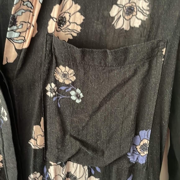 Floral Anthropologie Cloth & Stone Long Sleeve Button Down Blouse Pockets - Picture 4 of 14